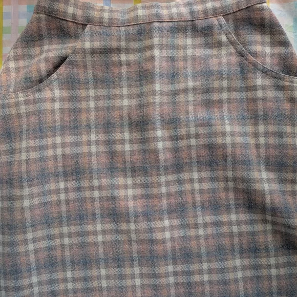Plaid A-Line Skirt in Soft Pastel Pink and Blue - Picture 3 of 4